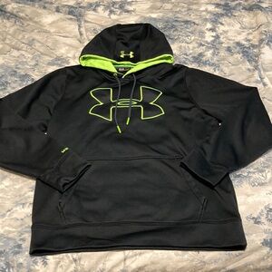 Under Armour Medium Hoodie Sweatshirt Black and Green EUC